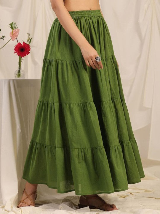 Anayna Pure Cotton Flared Maxi Skirt-2