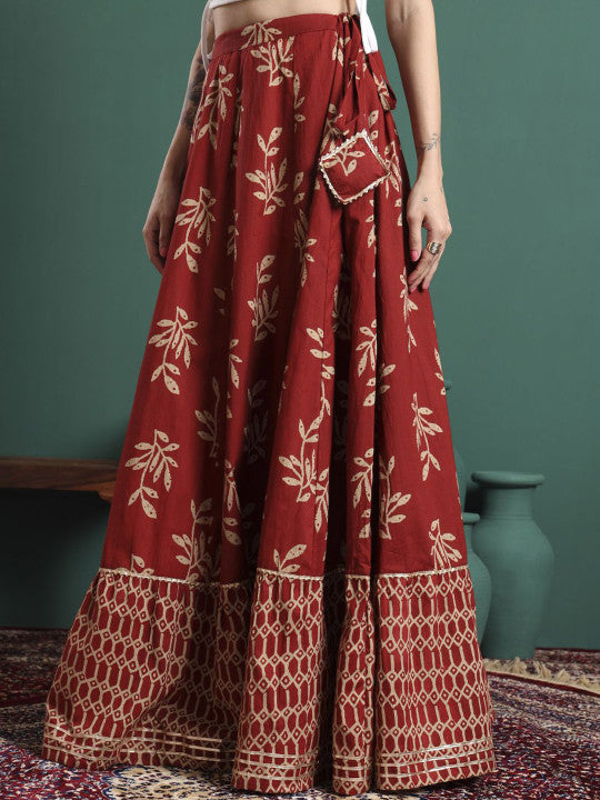 Printed Flared Maxi Skirts-4