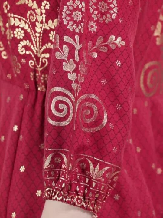 Women Red & Golden Ethnic Motifs Print Liva Maxi Dress-5
