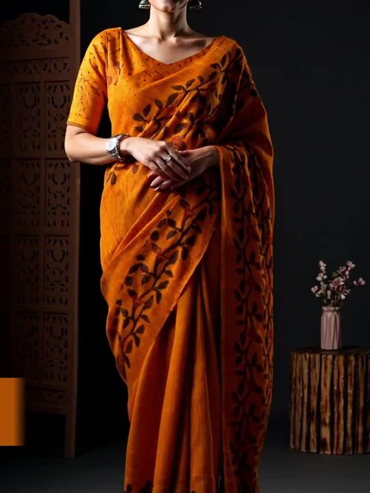 Floral Printed Block Print Saree-10