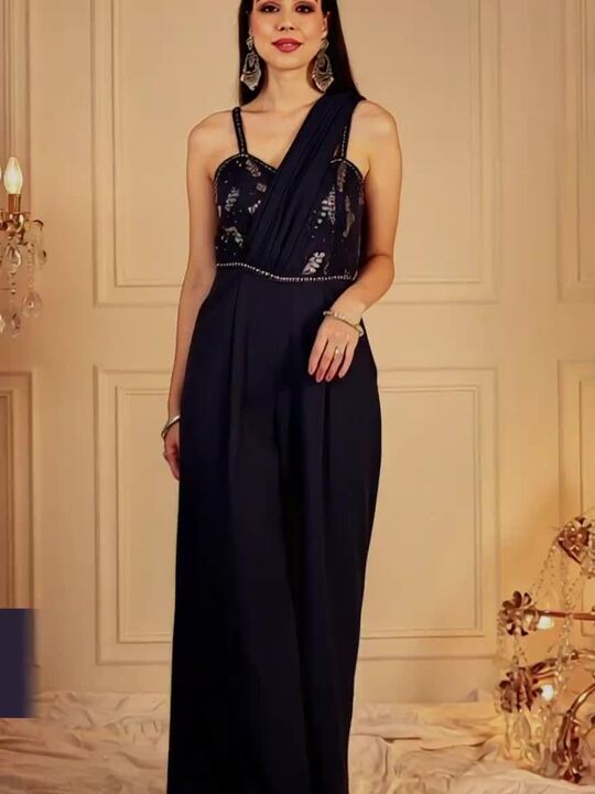 Self Design Shoulder Straps Ethnic Basic Jumpsuit-1