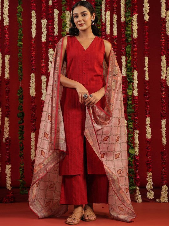 Women Black Ethnic Motifs Pure Cotton Kurta with Palazzos & Dupatta-10