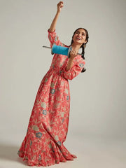 Floral Design Printed Maxi Dress
