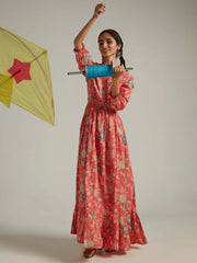 Floral Design Printed Maxi Dress