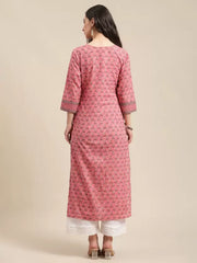 Floral Design Sequence worked Pink Straight Kurti