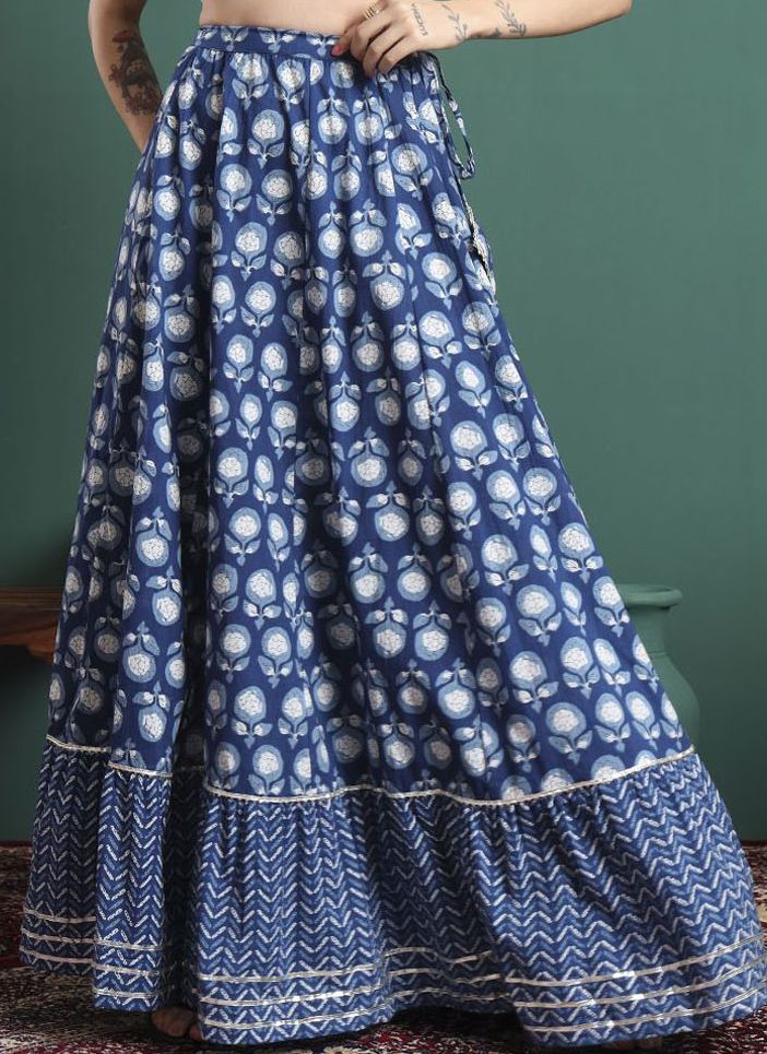 Printed Flared Maxi Skirts-6