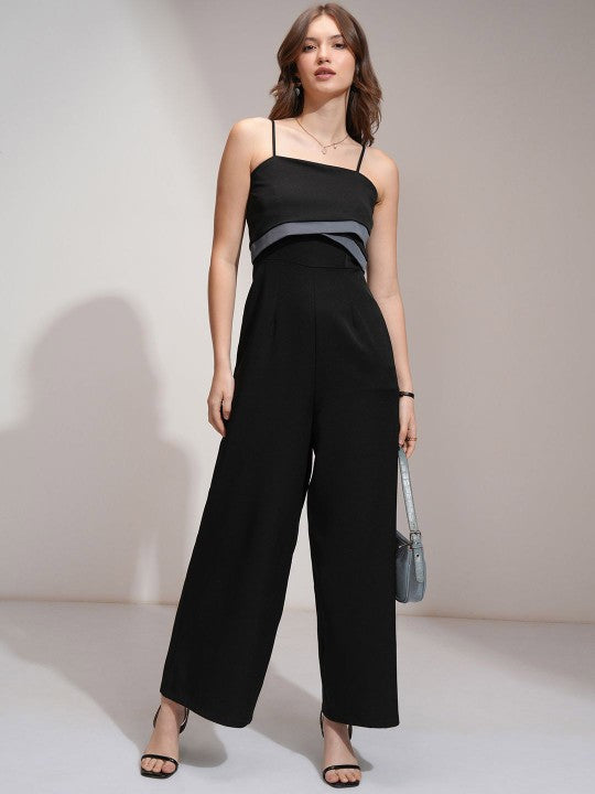 Women Colorblocked Layered Wide Leg Jumpsuit-1