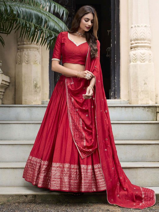 Embellished Ready to Wear Lehenga & Unstitched Blouse With Dupatta-6