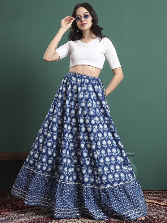 Printed Flared Maxi Skirts-7