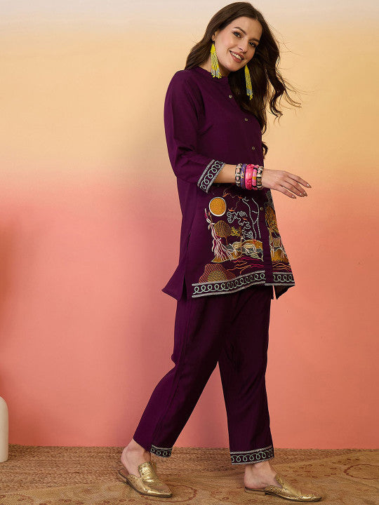 Embroidered Tunic With Trouser Co-Ords-11
