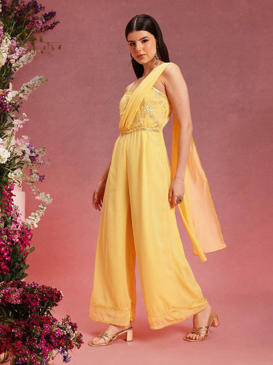 Self Design Shoulder Straps Ethnic Basic Jumpsuit-10