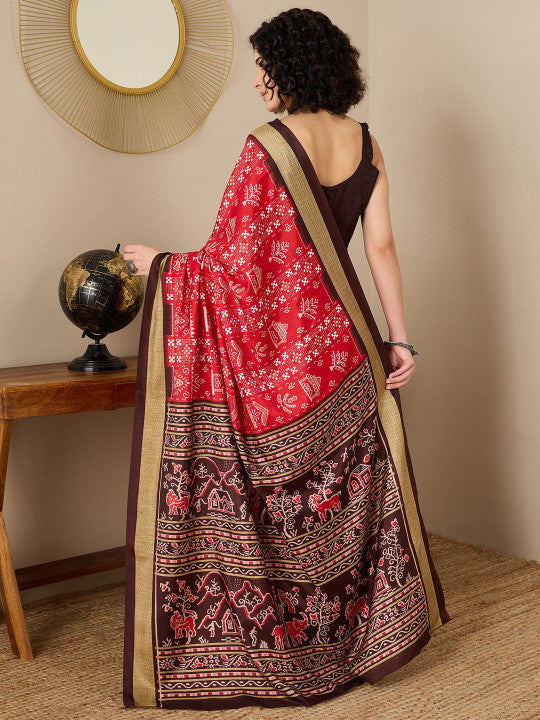 Ethnic Motifs Printed Dabu Saree-10