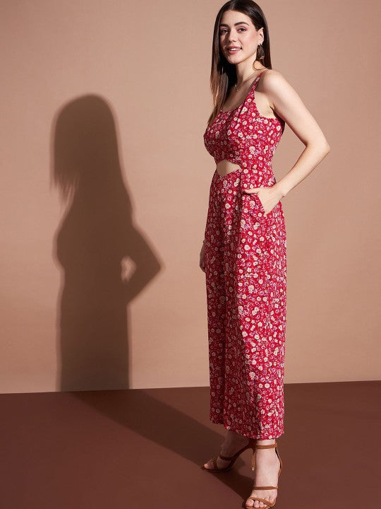 Women Printed Sleeveless Jumpsuit-3