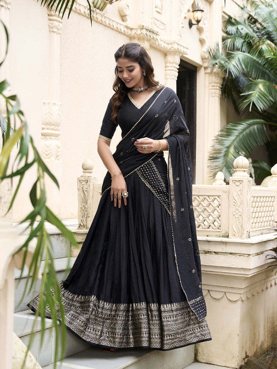 Embellished Ready to Wear Lehenga & Unstitched Blouse With Dupatta-8