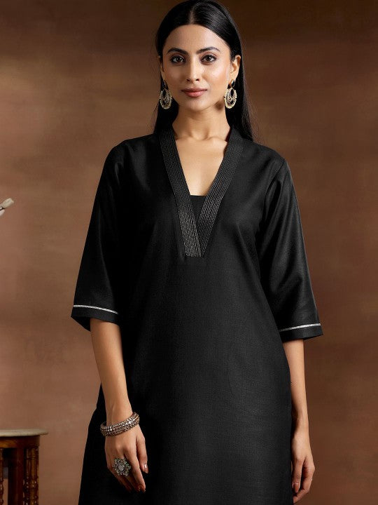 Embroidered Zari V Neck A Line Kurta with Salwar & Dupatta-4