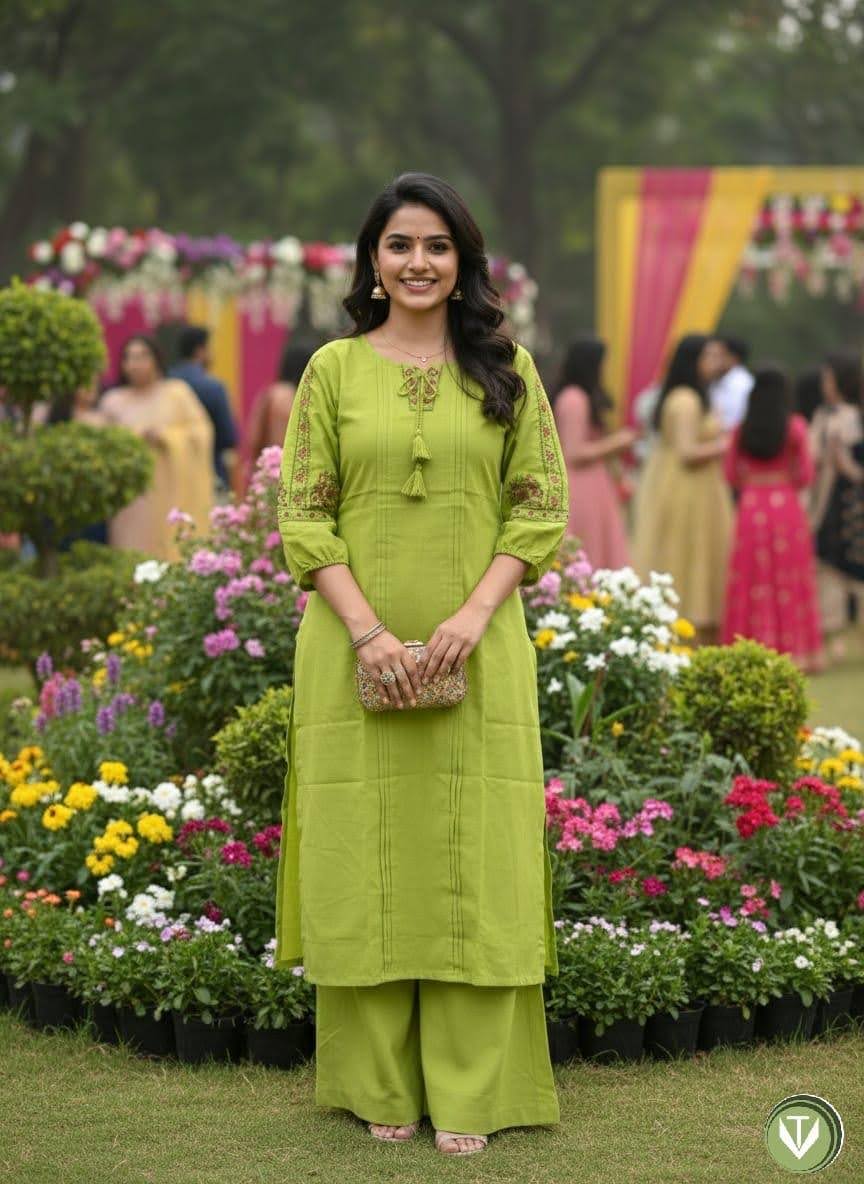 Lime Zest Tassel-Detail Kurta Set-1
