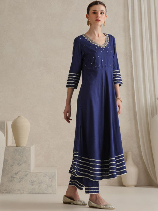Women Regular Gotta Patti Kurta with Trousers & With Dupatta-19