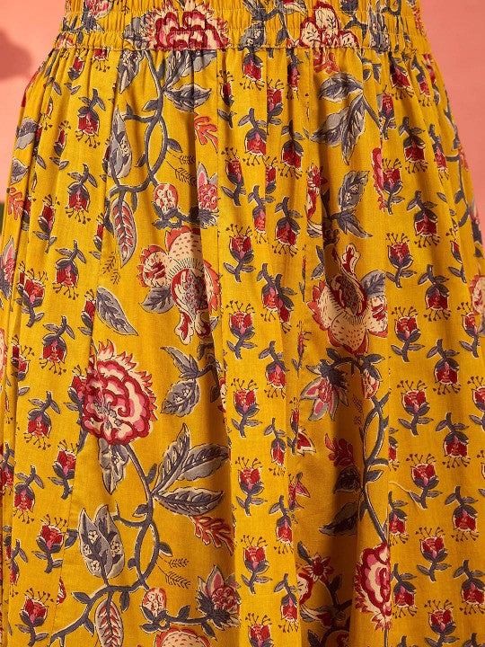 Printed Pure Cotton Flared Maxi Skirt-6