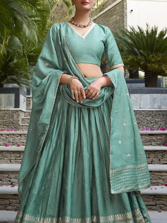 Embellished Ready to Wear Lehenga & Unstitched Blouse With Dupatta-15